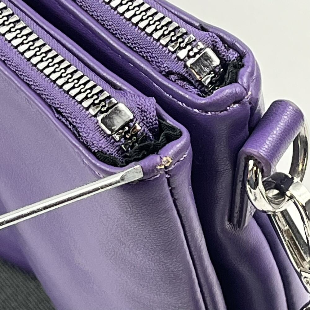 Parfois Womens Crossbody Bag Purse Purple Plum Double Zip Adjustable Strap - Picture 11 of 15